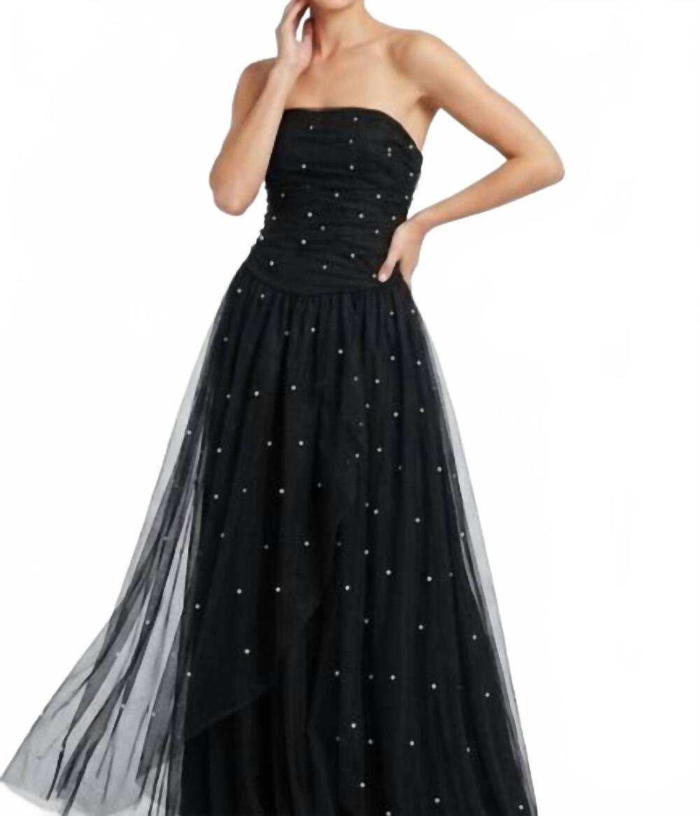 NEW INA FASHION pearl layered maxi dress in black